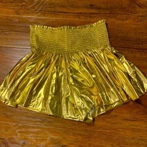 QOS Gold Metallic Swing Shorts